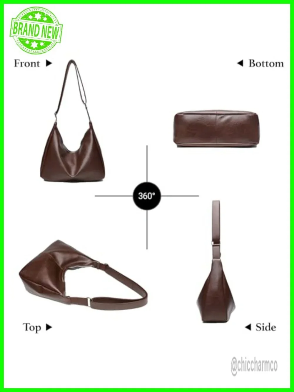 Slouchy Hobo Bag Women's Soft Vegan Leather Shoulder Crossbody Purse Stylish